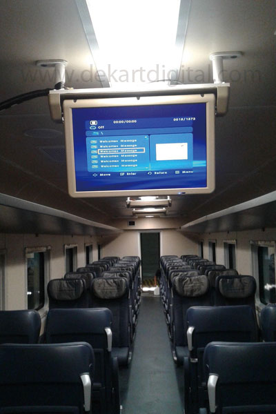 19-inch flip-down displays in the trains of Czech Republic